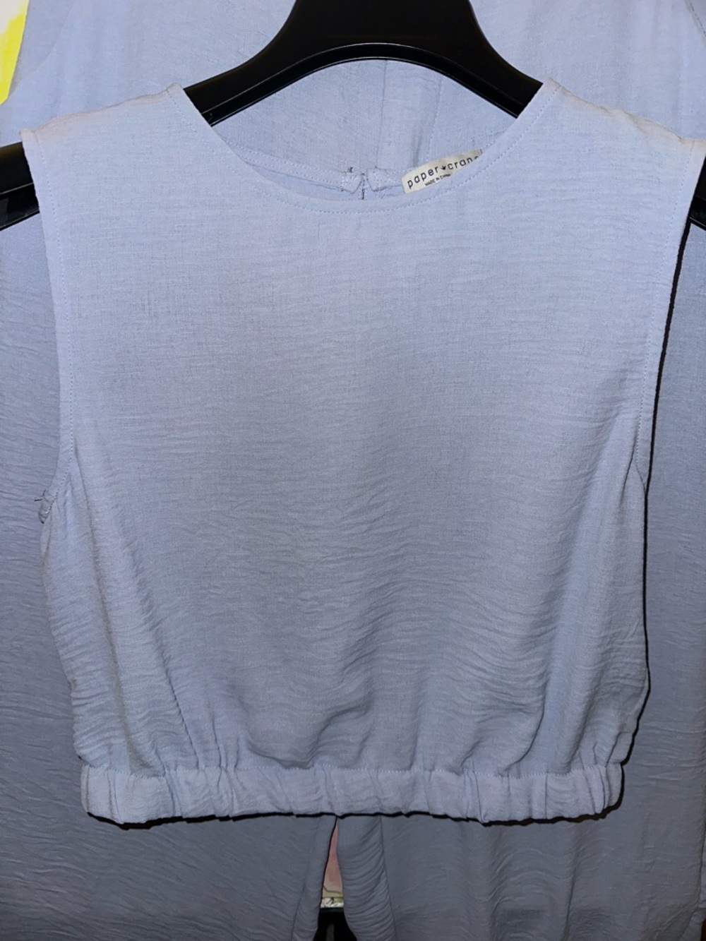 Paper Crane Light Blue Cropped Elastic-Hem Tank and pant set